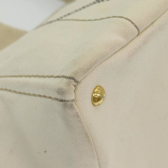 PRADA Canapa MM Hand Bag Canvas Cream Auth 83516 - Picture 11 of 16